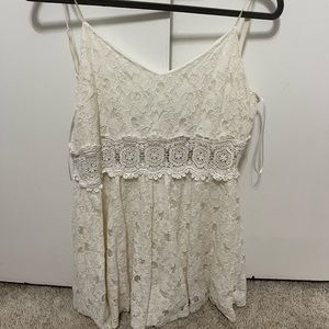 Cream lace romper